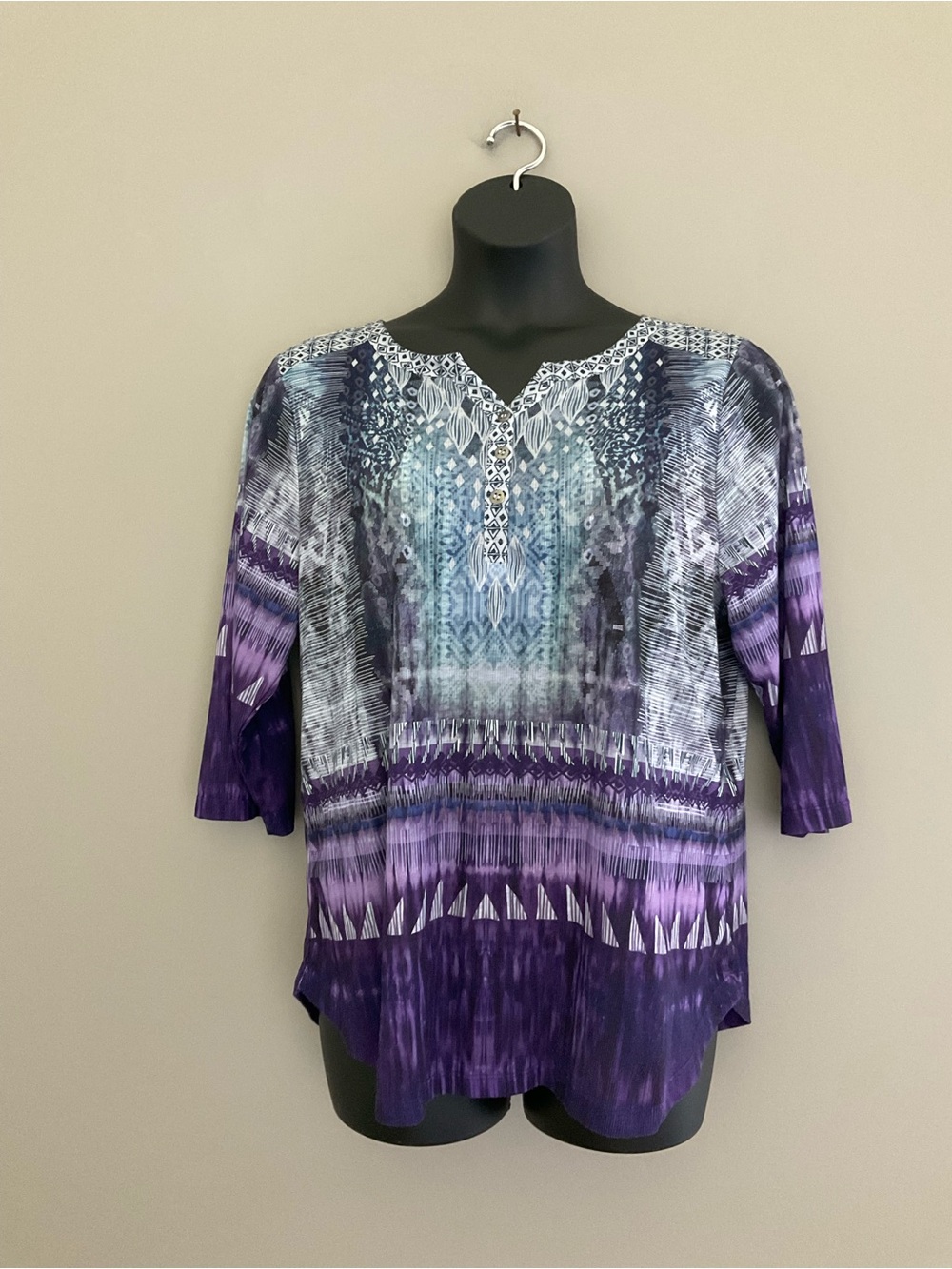 CJ. Banks, Purple & Blue, Patterned Top
